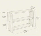 Low wooden bookcase in a small space