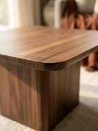 Wooden coffee table in a living room