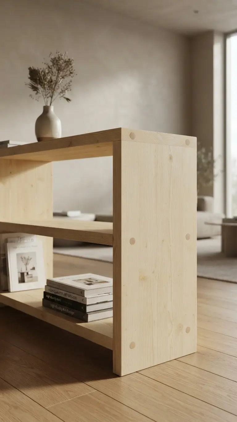 Small solid wood bookcase with two open shelves